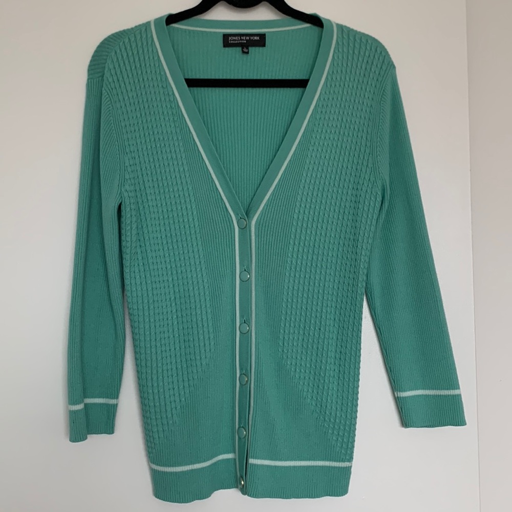 Jones New York mint green cardigan